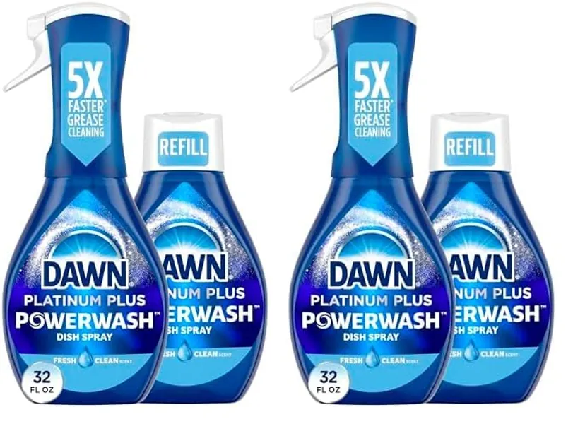 Dawn Powerwash Spray Starter Kit, Platinum Dish Soap, Fresh Scent, 1 Starter Kit + 1 Powerwash Refill, 16 fl oz each (Pack of 2)