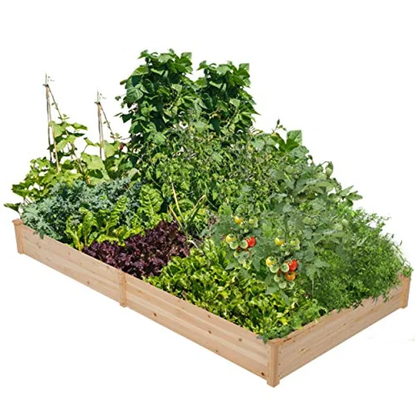 Yaheetech 8×4ft Wooden Horticulture Raised Garden Bed Divisible Elevated Planting Planter Box for Flowers/Vegetables/Herbs in Backyard/Patio Outdoor, Natural Wood, 93 x 48 x 10in