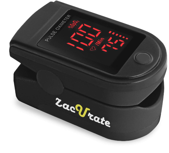Zacurate Pro Series 500DL Fingertip Pulse Oximeter Blood Oxygen Saturation Monitor with silicon cover, batteries and lanyard (Mystic Black)
