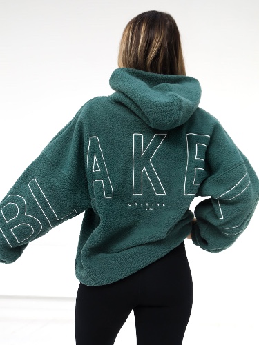 Borg Isabel Oversized Hoodie - Green | Small
