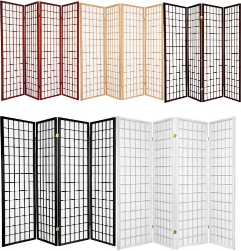 Legacy Decor 4 Panels Japanese Style Room Screen Divider Black