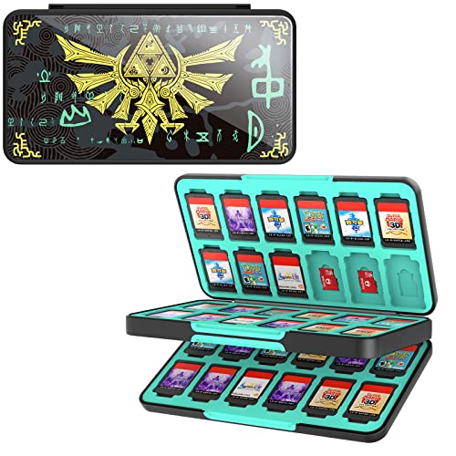 THELIFELICIOUS Switch Game Card Case for Nintendo Switch/Switch OLED/Switch Lite, Gradient Color Lining Games Card Holder with 48 Game Card Slots & 24 Micro SD Card Slots. - Zelda Black 48