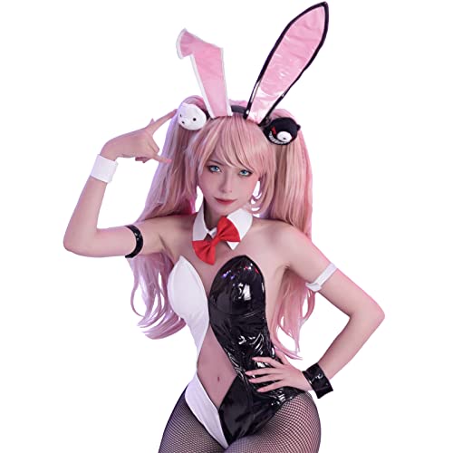 LSYYSKB Women Bunny Cosplay Costume, Adorable Bunny Girl Senpai Outfit Mai San Sakurajima Bunny Ear One Piece Bodysuit - Black-white - X-Large