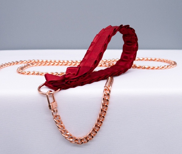 Red and Rose Gold Luxury BDSM Leash | Default Title