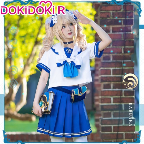 DokiDoki-R Game Genshin Impact Cosplay Barbara JK Uniform Costume Casual | XL