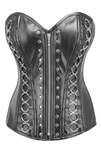 Zip Front Overbust Corset with Metal Loop Decoration | 28" Corsetto (per la vita 78-82cm)
