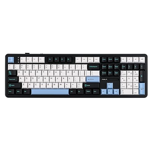 EPOMAKER Aula F108 Wireless Gaming Keyboard, Full Size Mechanical Keyboard with 4000mAh Battery, 108 Hot-Swappable and Programmable Keys, RGB Backlight, for Mac/PC/Android (Blue&White&Black) - Blue&White&Black