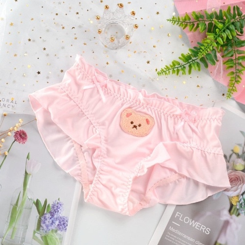 Satin Baby Bear Panties - Pink / L