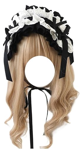 TTYAO REII Lolita Accessories Gothic Lolita Headband Girls Hair Accessories Bow Lolita Maid Headdress for Cosplay Party - Black and White