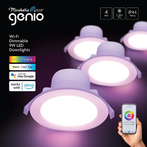 Mirabella RGBW Genio Smart Dimmable Downlight - 4 Pack