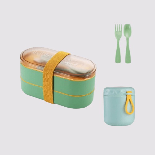 Double-Layer Bento Box - Sage Green / 3pc