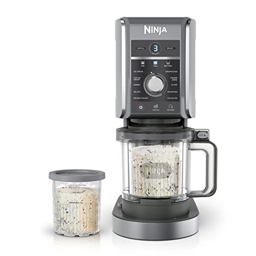 Ninja NC501 CREAMi Deluxe 11-in-1 Ice Cream & Frozen Treat Maker for Ice Cream, Sorbet, Milkshakes, Frozen Drinks & More, 11 Programs, with 2 XL Family Size Pint Containers, Perfect for Kids, Silver - US Version