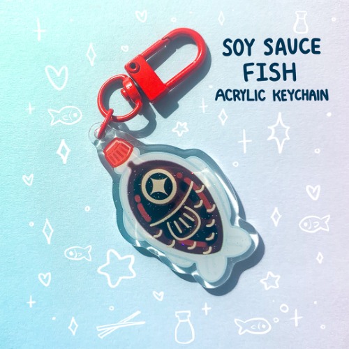 Soy Sauce Fish 2 inch Glitter Acrylic Charm | Default Title