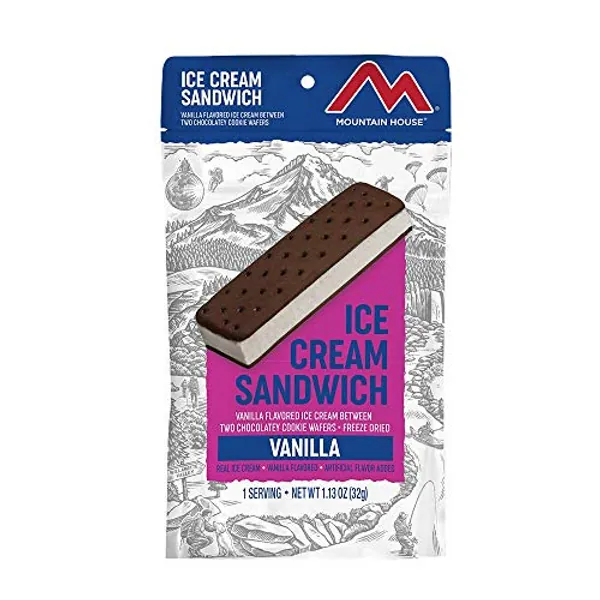 Mountain House Vanilla Ice Cream Sandwich | Freeze Dried Backpacking & Camping Food | 1 Serving - Pouch - Camping Food