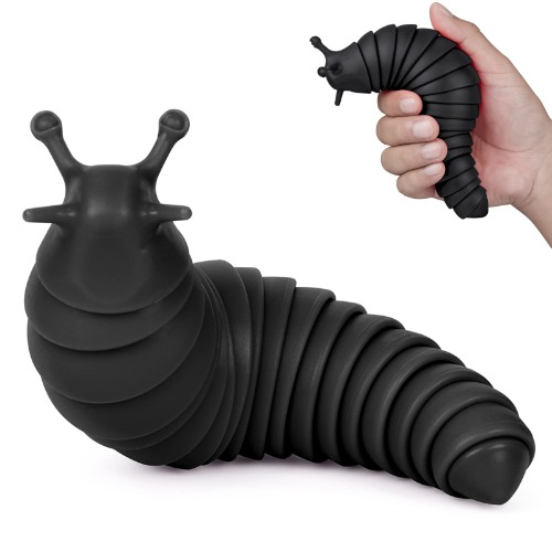 IFiwin Fidget Slug, Sensory Slug Toys for Autistic Children and Adults, 7.5" Articulated Sticky Stretch Slug Sensory Fidget Toys,Anxiety Relief Slugapillar for Birthday Gifts,Relaxing - Black