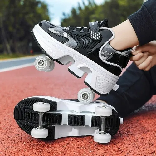 new 2024 deformation shoes new four-wheel riot shoes riot roller skates retractable