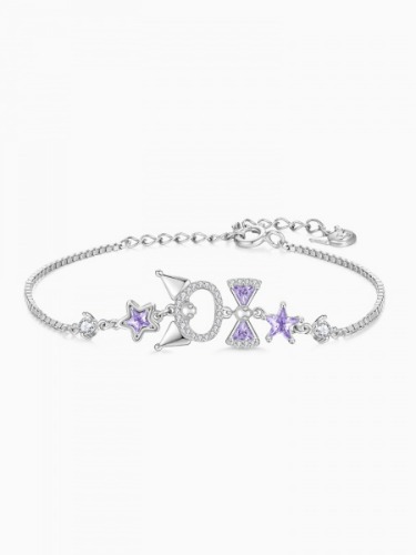 Rhinestoned Kuromi Purple Stars Bracelet