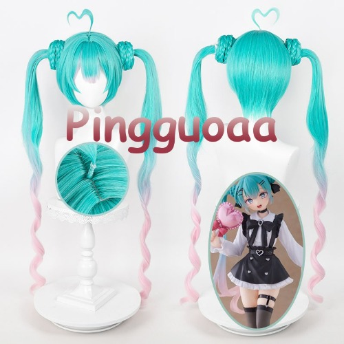 【Manmei】Vocaloid Hatsune Miku Fashion Subculture Cosplay Wig 100cm Long Ponytails Wig Heat Resistant Synthetic Hair