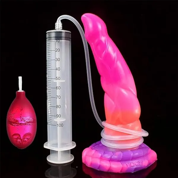 LZMYZ Realistic Splash Luminous Dildo with Suction Cup Silicone Dildo, Water Spray Function Dildos with Spray Function, Men's Plug Animal Dildos, Sex Toy for Women (Luminous Dildo)