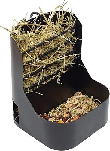 Trustic Hay and Food Feeder for Rabbit, Guinea Pig, Bunny, Chinchilla, Heavy Duty Metal Bin 5.5 x 5.5 x 7 inch