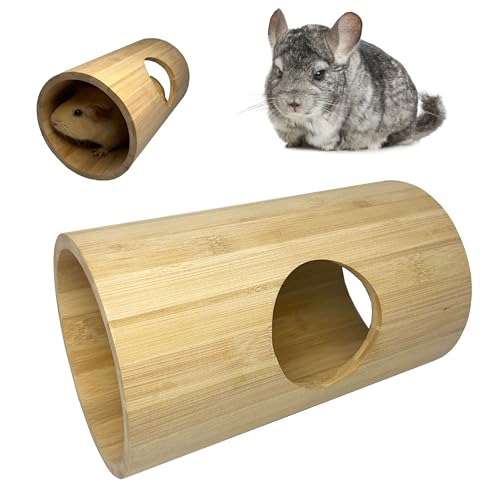 Chinchilla Bamboo Hanging Tunnel Toys, Guinea Pig Tunnel Tube Toy, Small Animal Cage Accessories for Chinchilla Ferret Guinea Pig Rat (A) - A