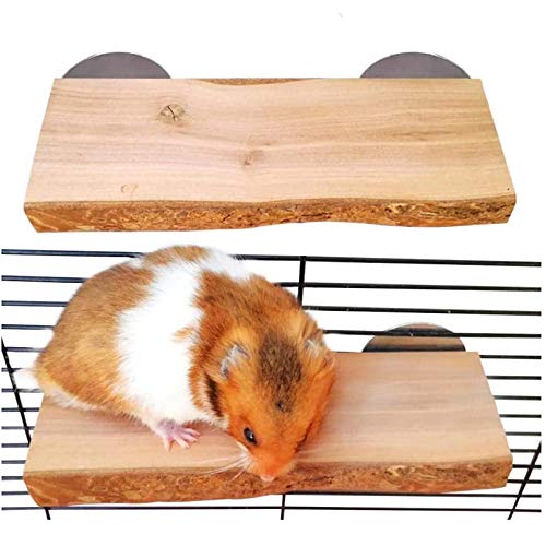 Chinchilla Wood Ledge 2Pcs Natural Wooden Shelf Standing Platform Chew Toys for Hamster Rat Guinea Pig Mouse Bird 2.6" x 5.9" - 5.9×2.6''