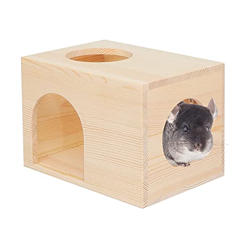 C-LIGHT Pet Chinchilla Hut Hideout Natural Wooden Small Animal Hideout for Chinchilla Squirrel Sugar Gliders (B) - B-Medium