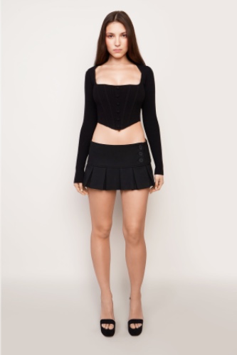 Pleated Micro Mini Skirt | BLACK / XXS
