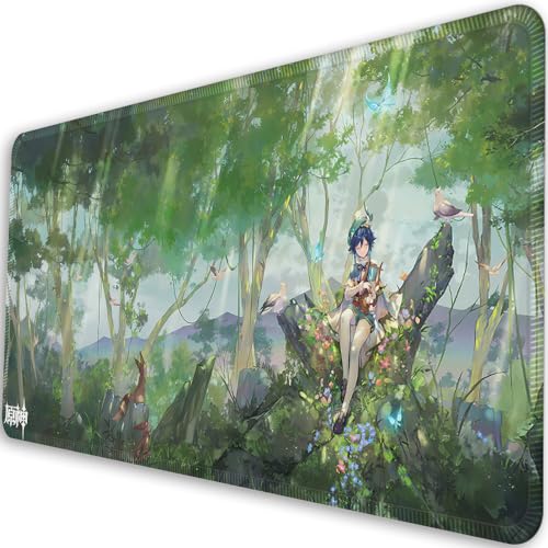 Gaming Mouse Pad Anime Mouse Pad Genshin Impact Venti 60x30x0.2cm Large Extra Thick Non-slip Rubber Base AB22 - 60×30×0.2cm