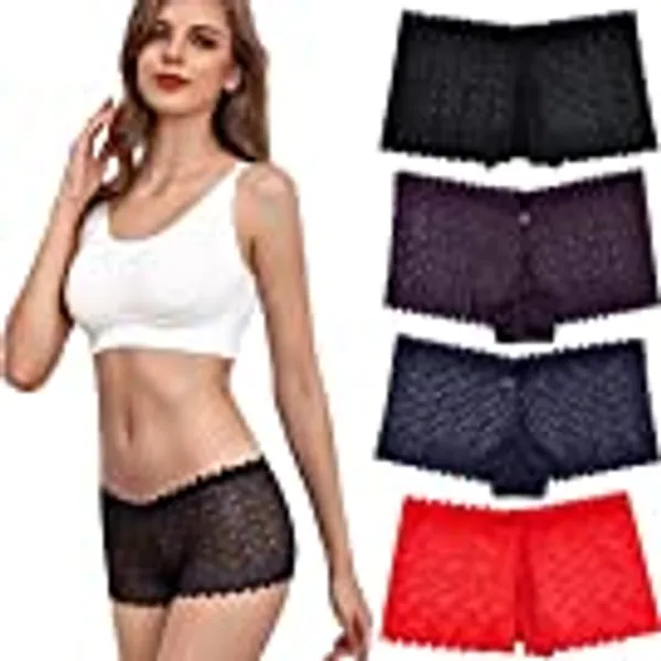 Wemoven Women's Underwear Regular & Plus Size Panties Sexy Lace Boyshort Hipster Cheeky Panty