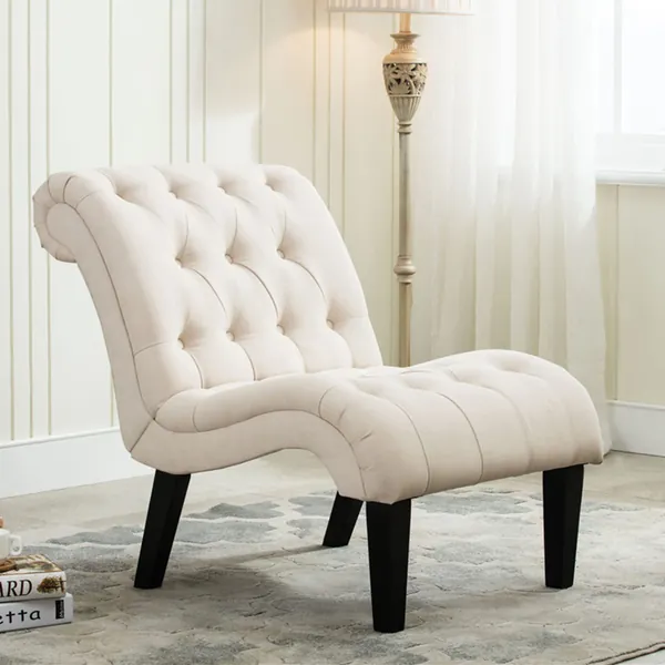 Yongqiang Upholstered Accent Chair for Bedroom Living Room Chairs Lounge Chair with Wood Legs Cream Fabric