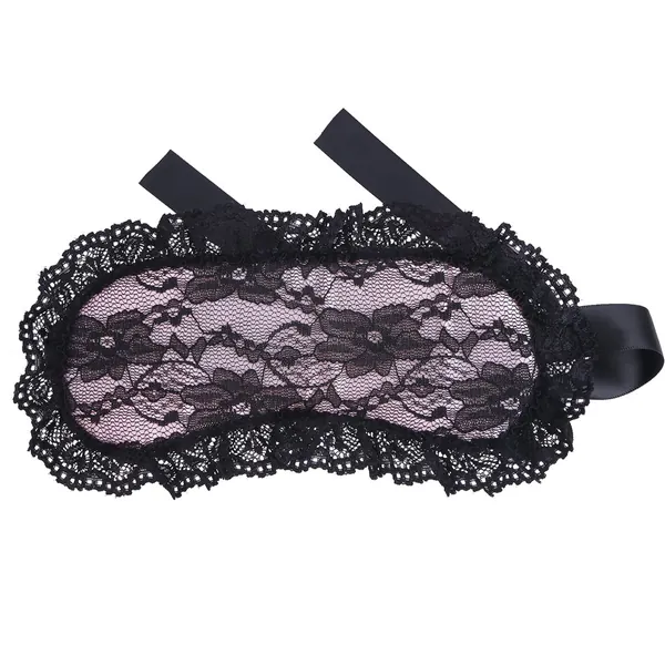 MSemis Women Sexy Lace Blindfold Eye Mask Role Play Fancy Accessions with Ribbon Ties - Pink