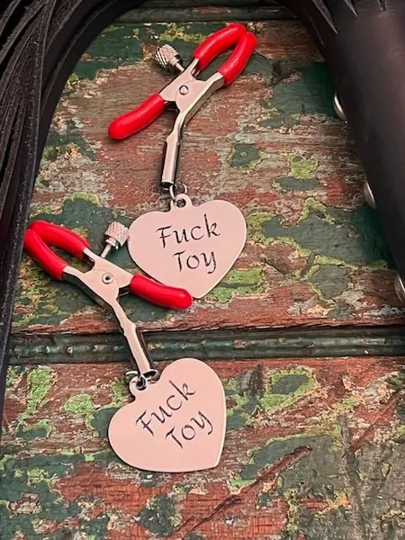 Nipple jewelry, fuck toy nipple clamps, breast jewelry, nipple dangles with charm, gift for women, F**k Toy Heart Charm Nipple clamps