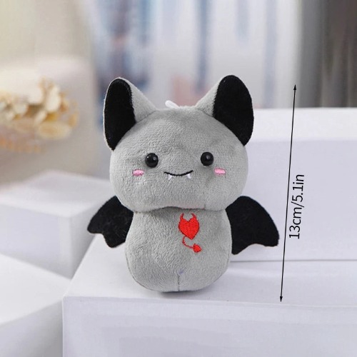 Goth 'Fangtom' Cute Baby Bat Cute Kawaii Plushie Keychain - Grey