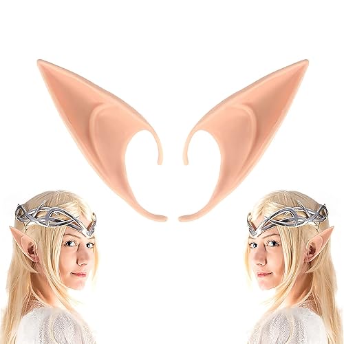 CEDAR BRIGHT Elf Ears Cosplay Masquerade Accessories - Kids&Adult Soft Pointed Ear Tips Anime Party Dress Up Costume Fairy Pixie for Halloween Christmas Party - 1 Pair-long