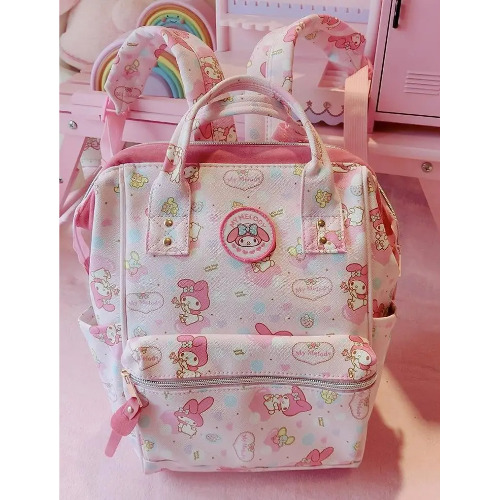 Durable Pink Bunny Backpack for Kawaii Collection Products Melody-Rucksack - White/Pink