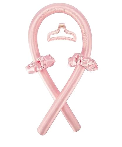 Heatless Curling Rod Headband,No Heat Wave Hair Curlers Styling Tools for Long Medium Hair Make Soft And Shiny (Pink) - Pink