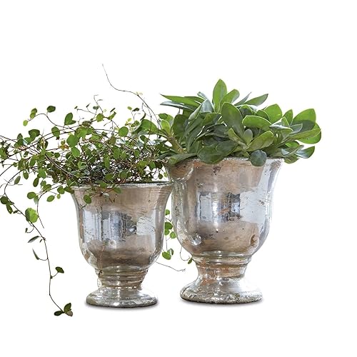 Loberon Übertopf Set Banon | Blumentöpfe Aus Terrakotta | Ideal Für Zimmerpflanzen & Kräuter | Für Balkon & Wohnzimmer | 2 Stück, antiksilber