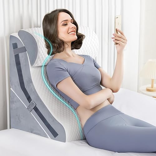 Keilkissen zum Schlafen, orthopädisches Bett Keilkissen-Set, 15-in-1 verstellbares Memory-Foam-Keilkissen nach der Operation, 9 & 16 & 20 Zoll Höhe 3-in-1-Schrägkissen Keile für sauren Reflux - Weiß 3p