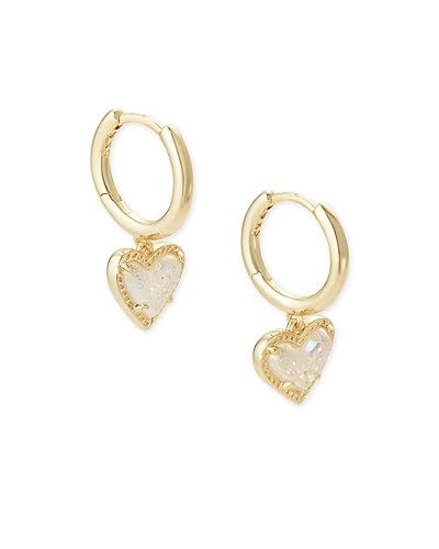 Kendra Scott Ari Heart Huggie Earrings for Women, Fashion Jewelry - GOLD - IRIDESCENT DRUSY