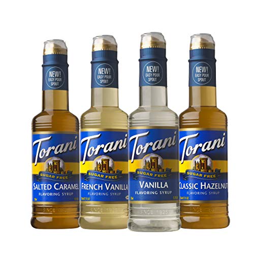 Torani Sugar Free Syrup, Coffeehouse Variety Pack, Set of 4 12.7 Ounce Bottles - Sugar Free Coffeehouse Variety Pack - 12.7 Fl Oz (Pack of 4)