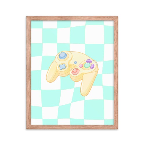 Gamecube Controller | Framed poster | Retro Gaming - White / 11″×14″
