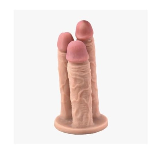 Realistic Triple Head Dildo with Suction Cup SN36963