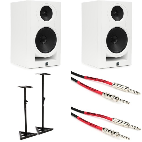 Kali Audio IN-8 V2 8-inch Powered Studio Monitor Pair with Stands and Cables - White