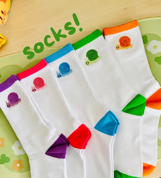 Snail Socks , Embroidered Socks , Cottagecore Fashion , Cute Socks , Colorful Socks . Sock Gifts , Kawaii Fashion , Kawaii Socks , Snail Art