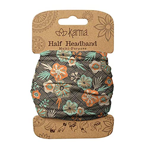 Karma Retro Flower Headband for Women - Medium - Fabric Headband and Stretchy Hair Scarf - Multicolor - Retro Flowers - 1 Count (Pack of 1)