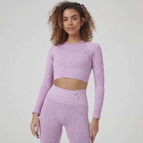 Signature Ribbed Seamless Long Sleeve Top - Lilac / L