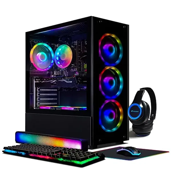 STGAubron Gaming PC Desktop, GeForce GTX 1660 Super 6G, Intel Core i7 up to 3.9G, 32G RAM, 1T SSD, WiFi, BT 5.0, RGB Fan x6, RGB Mouse Pad, RGB BT Sound Bar, RGB BT Gaming Mic, Windows 10 Home - GTX 1660 Super