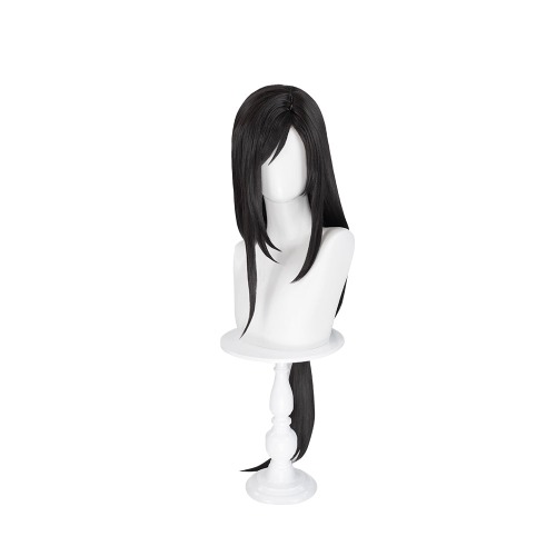 【Normal Ver Ready For Ship】DokiDoki Tiifa Lockhhart Wig / Earrings Women Long Black Tied Hair | Normal Version Wig Only-Ready For Ship