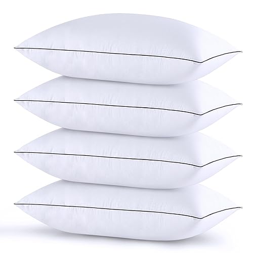 HUXMEYSON Pillows Queen Size Set of 4, Luxury Hotel Bed Pillows Set with Down Alternative Filling for Side and Back Sleepers - Queen Size - (4 Pack) - White